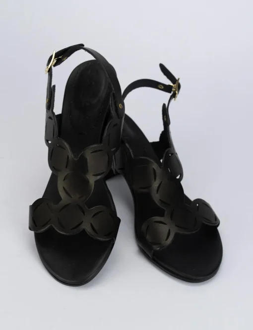 Sandalo tacco 5 cm nero pelle