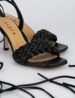 Sandalo tacco 8 cm nero pelle
