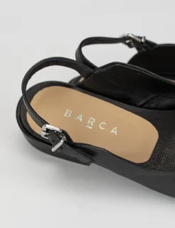 Sandalo tacco 1 cm nero pelle