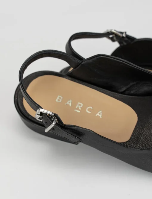 Sandalo tacco 1 cm nero pelle