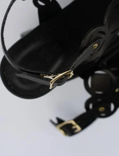 Sandalo tacco 5 cm nero pelle