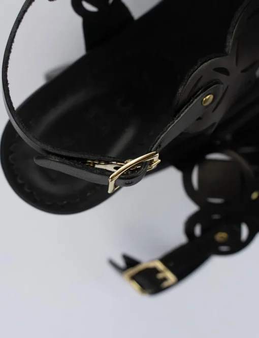 Sandalo tacco 5 cm nero pelle
