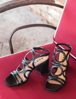 Sandalo tacco 8 cm nero pelle
