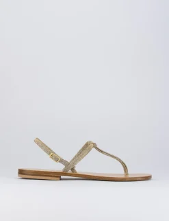 Sandalo tacco 1 cm oro glitter