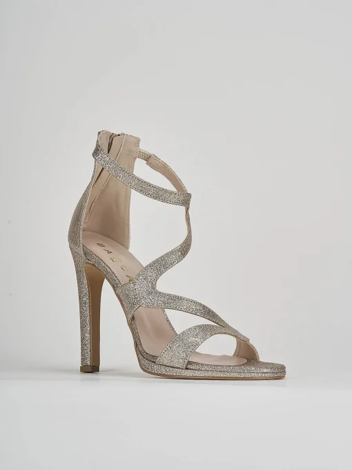 Sandalo tacco 7 cm oro glitter