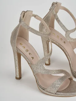Sandalo tacco 7 cm oro glitter
