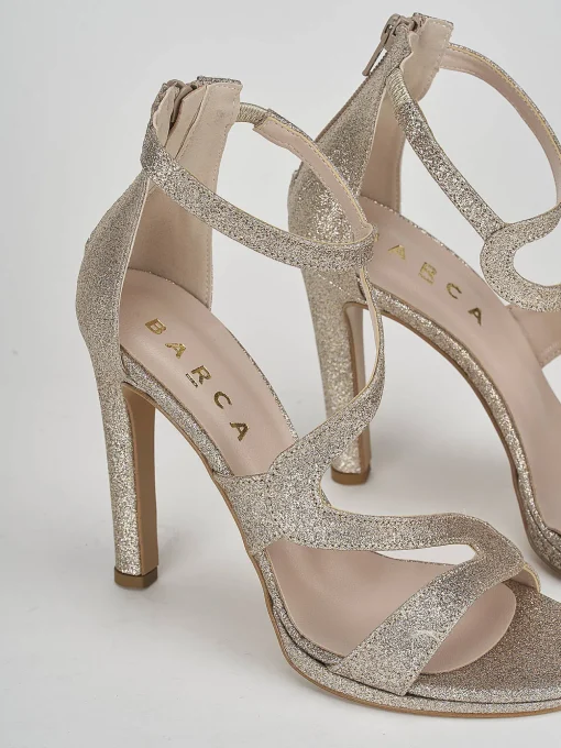Sandalo tacco 7 cm oro glitter