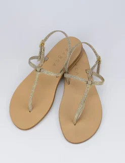 Sandalo tacco 1 cm oro glitter