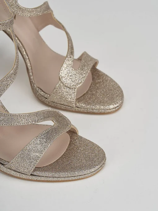 Sandalo tacco 7 cm oro glitter