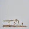 Sandalo tacco 1 cm oro pelle