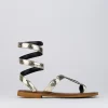 Sandalo tacco 1 cm oro pelle