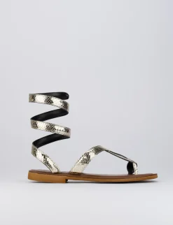 Sandalo tacco 1 cm oro pelle