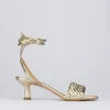 Sandalo tacco 5 cm oro pelle