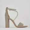 Sandalo tacco 9 cm oro pelle