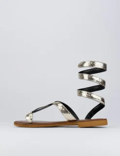 Sandalo tacco 1 cm oro pelle