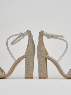 Sandalo tacco 9 cm oro pelle