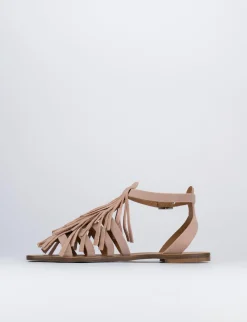 Sandalo tacco 1 cm rosa camoscio