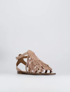 Sandalo tacco 1 cm rosa camoscio