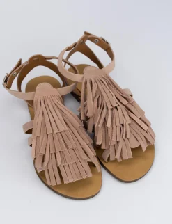Sandalo tacco 1 cm rosa camoscio