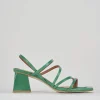 Sandalo tacco 6 cm verde pelle