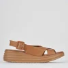 Sandalo zeppa 6 cm marrone pelle