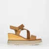 Sandalo zeppa 3 cm marrone pelle