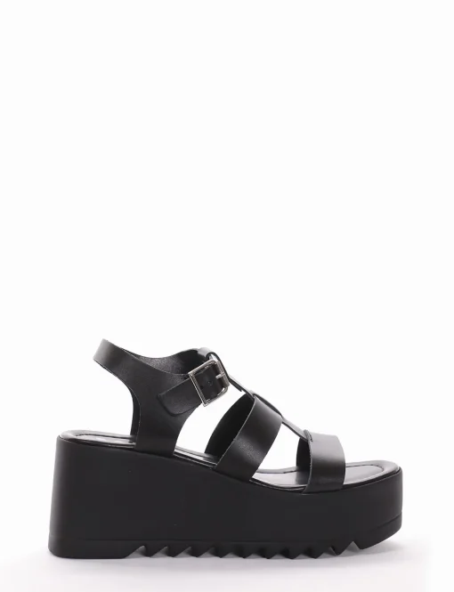 Sandalo zeppa 7 cm nero