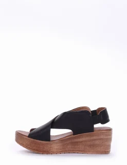 sandalo zeppa 6 cm nero