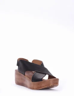 sandalo zeppa 6 cm nero