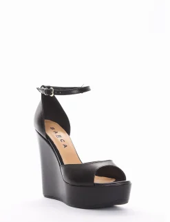 sandalo zeppa 13 cm nero