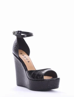 sandalo zeppa 13 cm nero