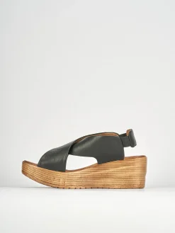 sandalo zeppa 6 cm nero