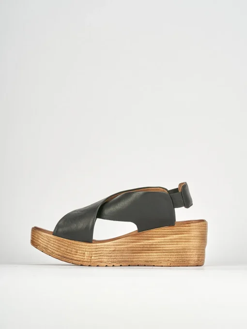 sandalo zeppa 6 cm nero