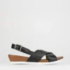 Sandalo zeppa 3 cm nero pelle