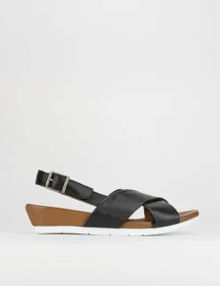 Sandalo zeppa 3 cm nero pelle