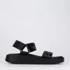 Sandalo zeppa 2 cm nero pelle
