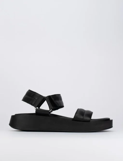 Sandalo zeppa 2 cm nero pelle