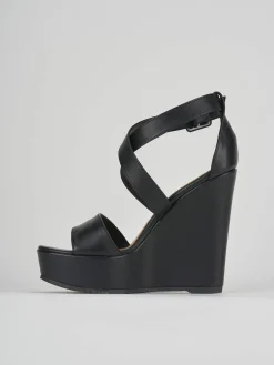 Sandalo zeppa 13 cm nero pelle