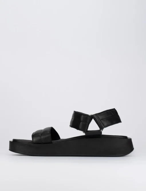 Sandalo zeppa 2 cm nero pelle