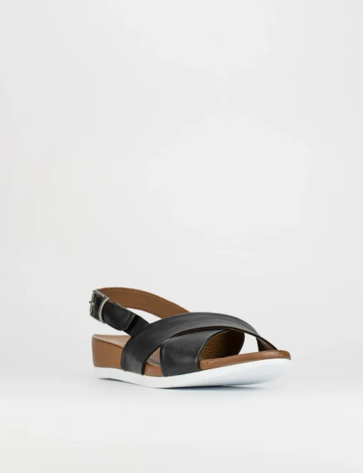 Sandalo zeppa 3 cm nero pelle