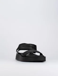 Sandalo zeppa 2 cm nero pelle