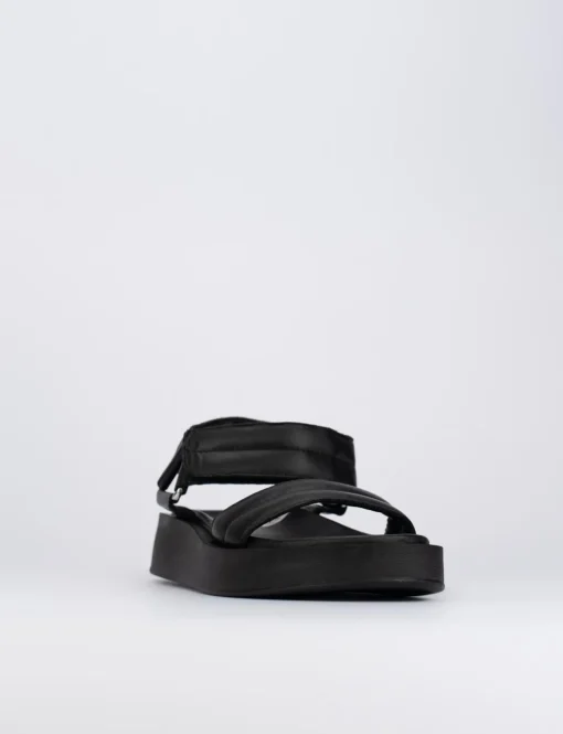 Sandalo zeppa 2 cm nero pelle