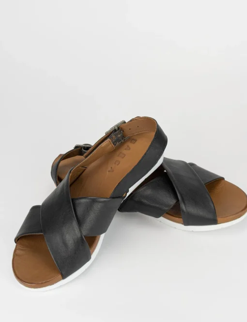Sandalo zeppa 3 cm nero pelle