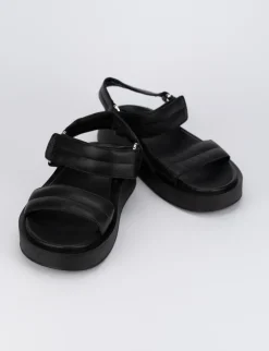 Sandalo zeppa 2 cm nero pelle