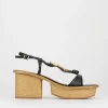 Sandalo zeppa 4cm nero pelle