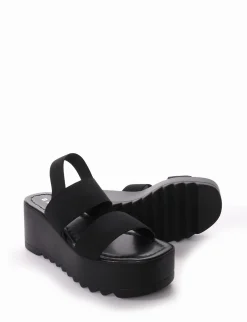 Sandalo zeppa tacco 7 cm nero