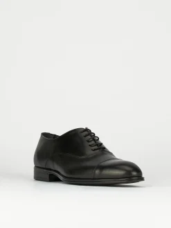 Scarpa lacci tacco 2 cm nero pelle
