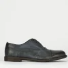 Scarpa no lace tacco 2 cm blu pelle