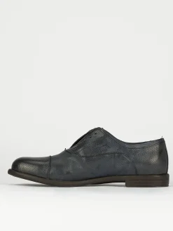 Scarpa no lace tacco 2 cm blu pelle