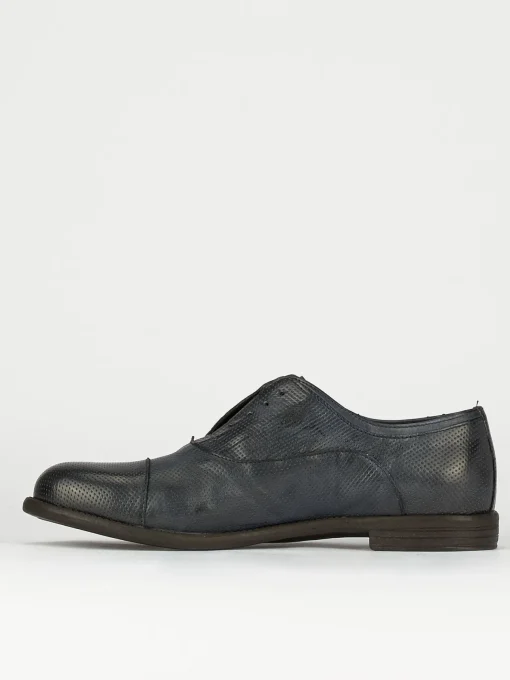 Scarpa no lace tacco 2 cm blu pelle